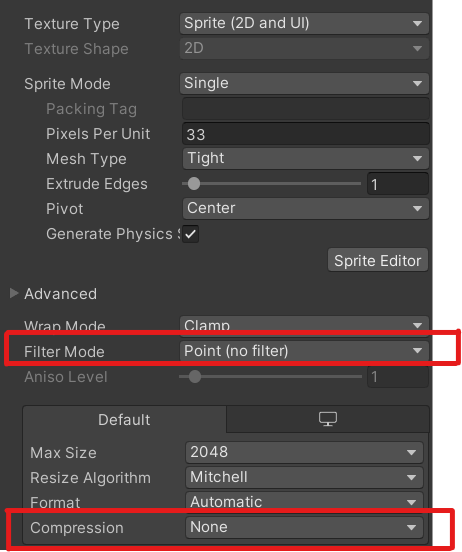 Unity Inspector Texture Import Settings