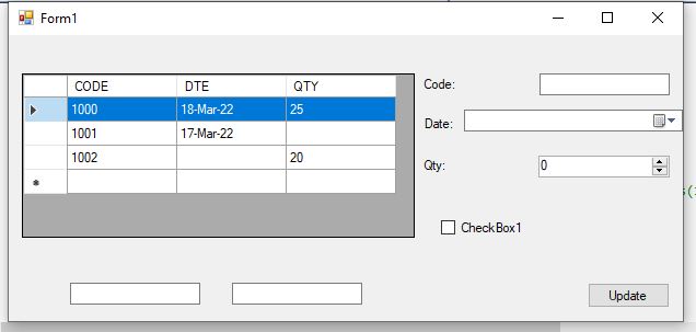 form gridview