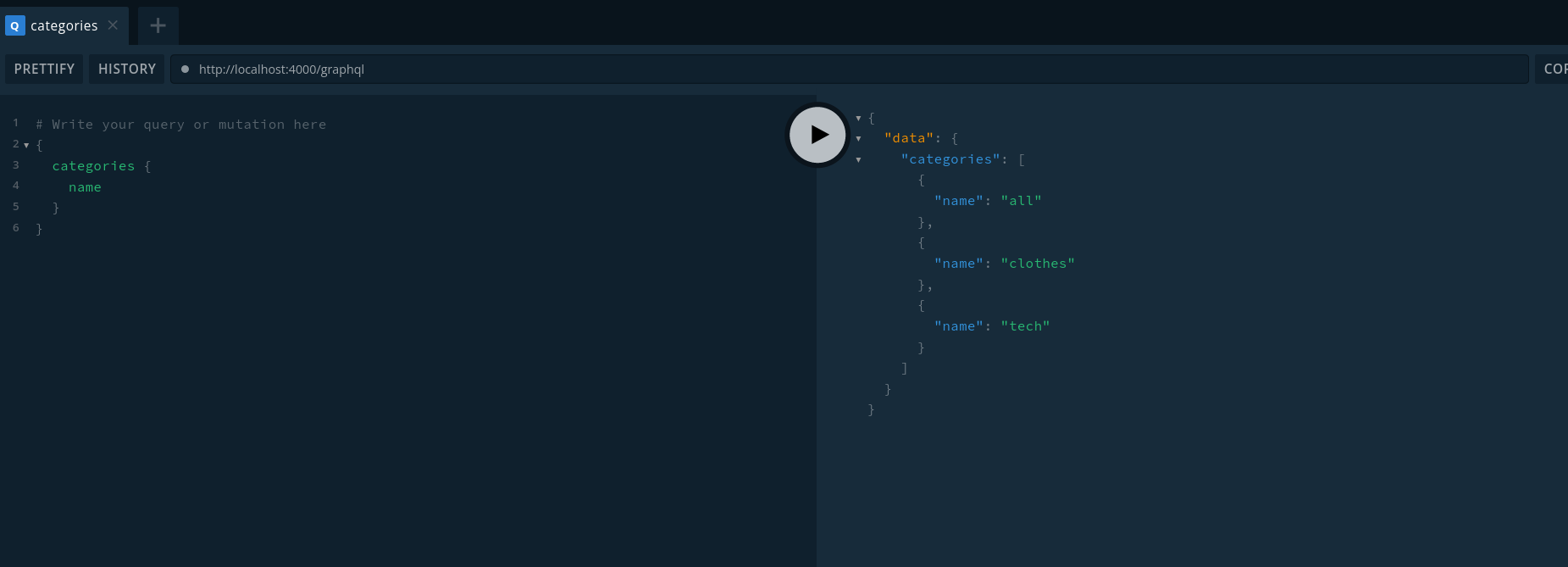 Here is making a query in playground on https://localhost:4000/graphql