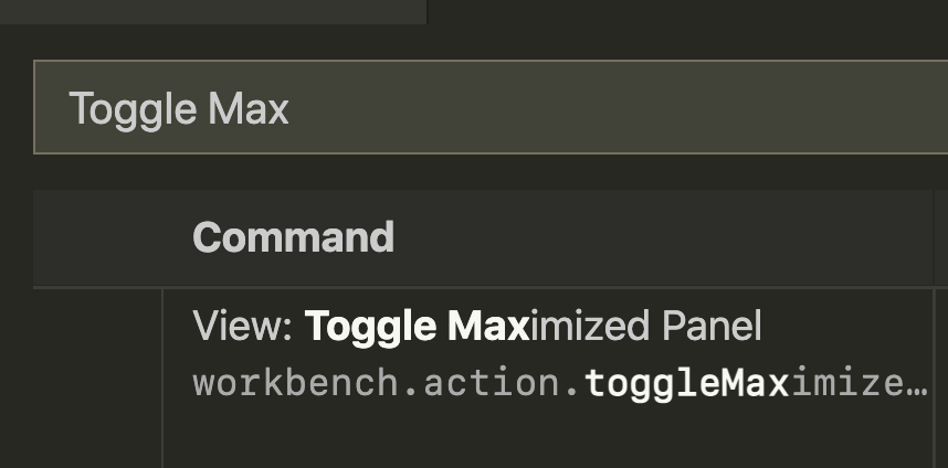 Toggle Maximized Panel shortcut