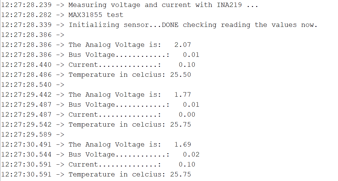 Data looks like this from arduio