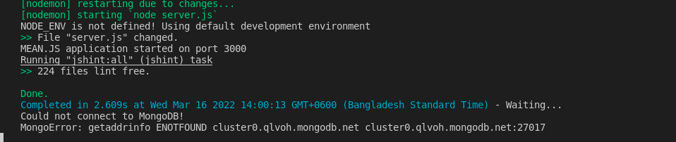 Could not connect to MongoDB!