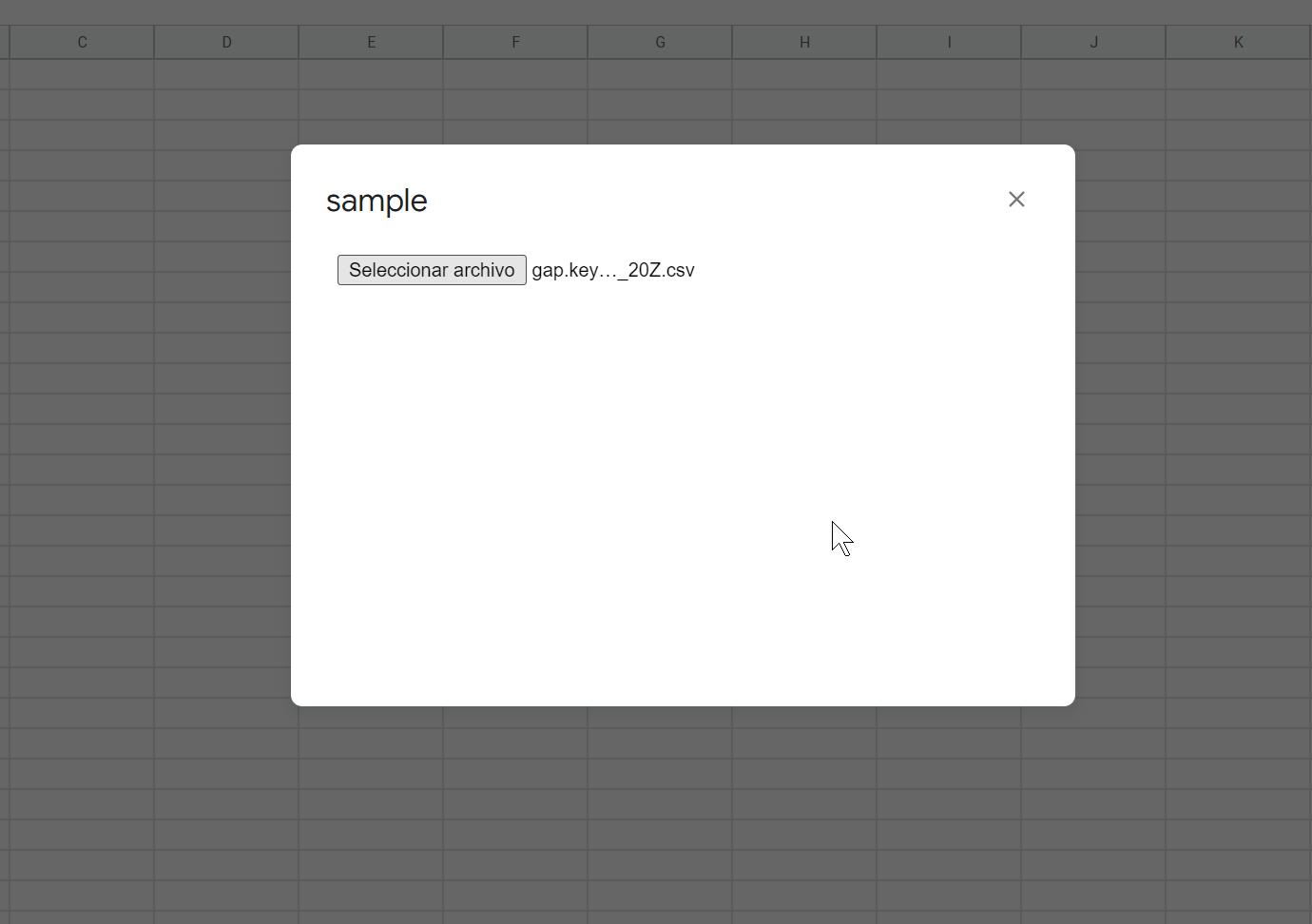 With the script as it is the sample popup windows appears when I click on the desired custom menu item, i can choose the file but after selecting it I with the system file browser I just get the following screen and there is no way of knowing if the upload worked or is in progress, but eventually if you wait long enough the popup window closes itself and the csv information is successfully uploaded. I just want for the popup window to show more info of the importing progress