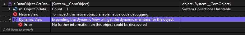 screnshot from visual studio