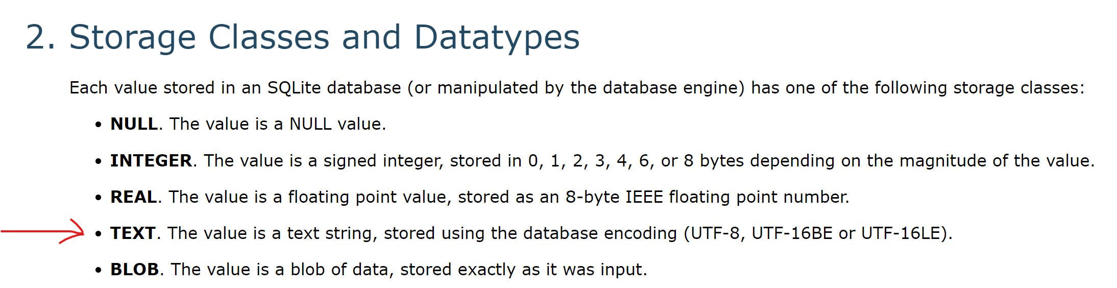 sqlite datatypes