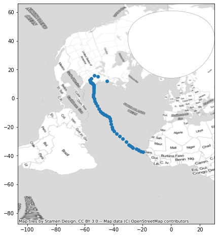 plot showing the correct points on the map using the alternative solution