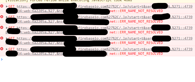 Firebase ERR_NAME_RESOLVED