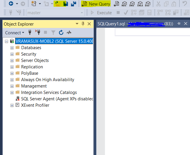 SSMS New Query Window