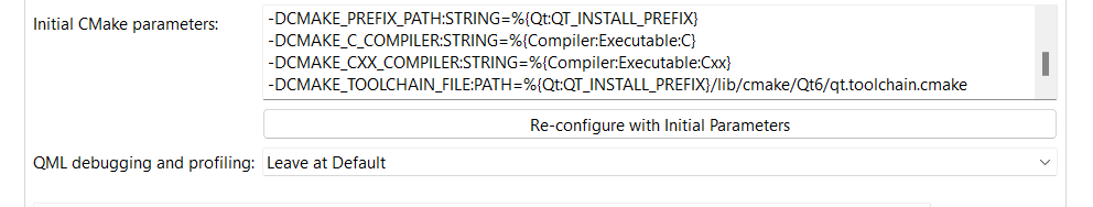 Qt Creator CMake settings for Qt 6.3.0 MSCV 2019 ARM64