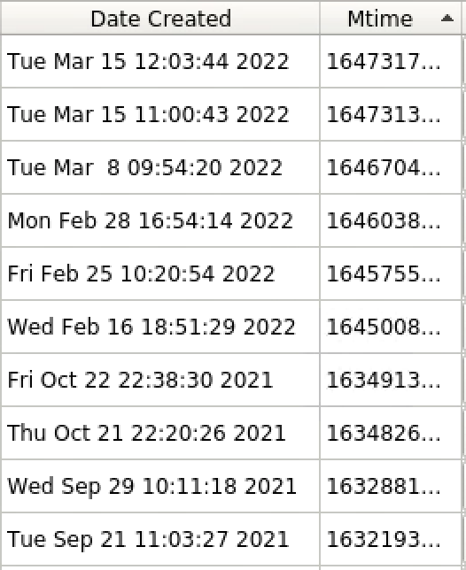 Sorting based on mtime