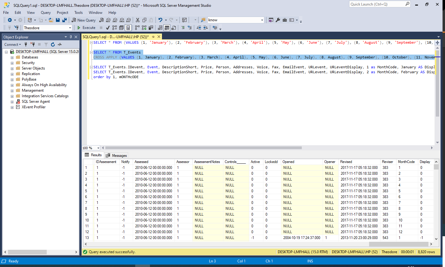 Teh result of the above query(SQL)