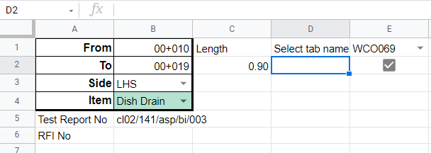 data entry form