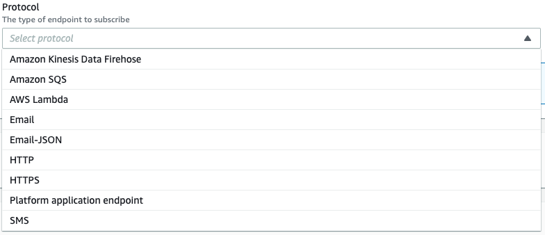 SNS Subscription types