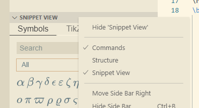 Selection of shown tabs on remaining tabs