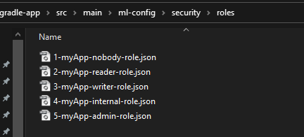 Default roles created by using mlNewProject