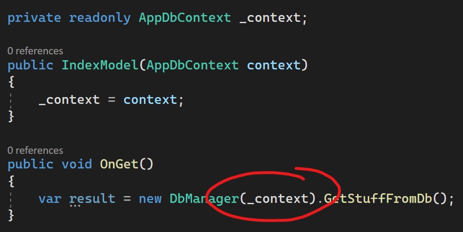 Just feels wrong to pass the context as a parameter! I suspect I'm doing something wrong... Am I?