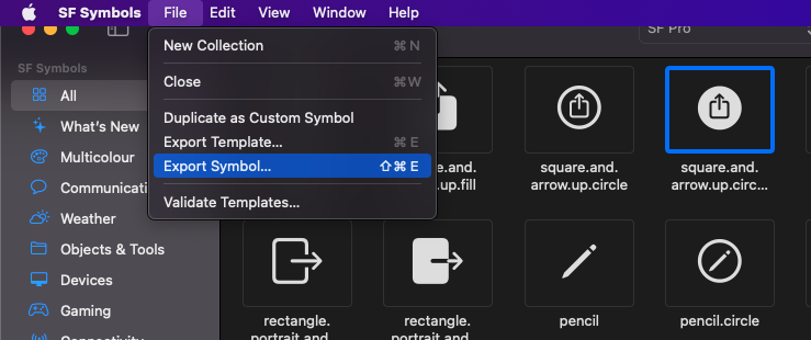 exporting symbol