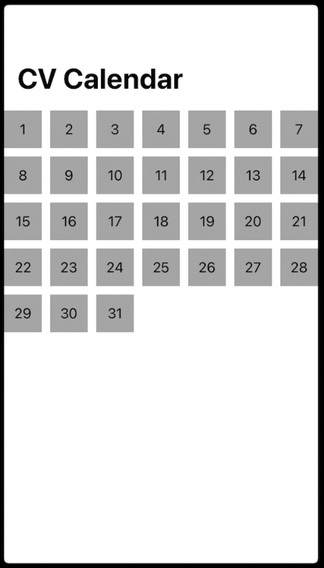 CollectionView Calendar Cells Spacing Flow Layout Swift iOS