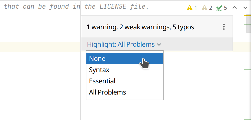 Disable highlighting in IDE