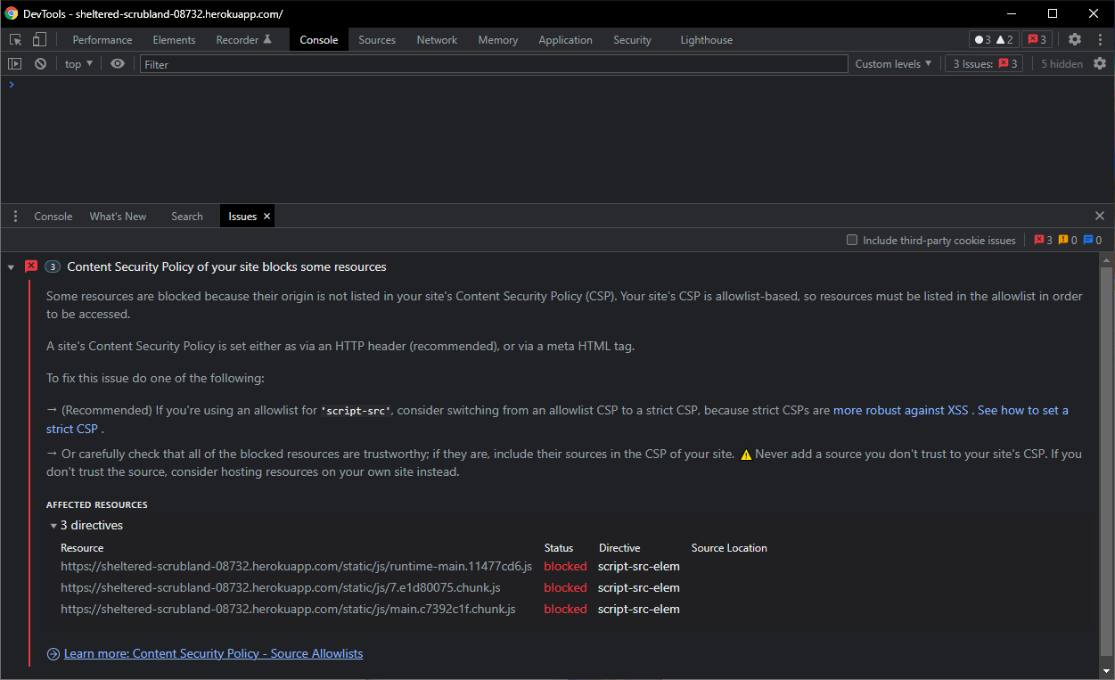 devtools csp errors