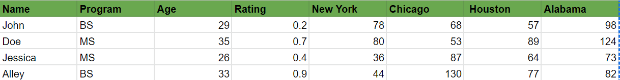 excel data format