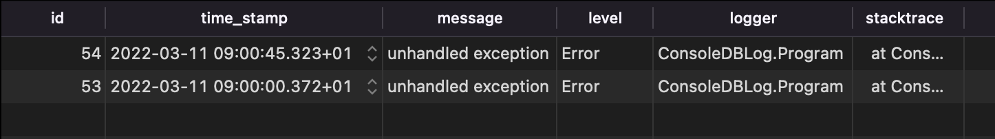 nlog db entries example