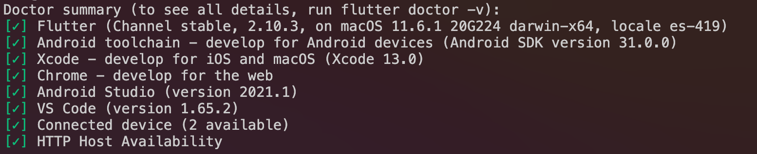 Flutter doctor