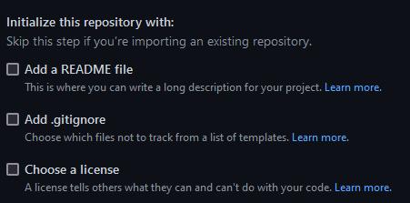 Initialize this repository with a README or .gitignore or license