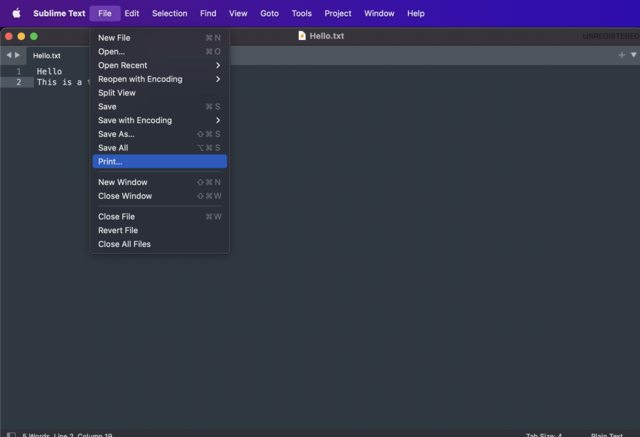 Sublime Text Print