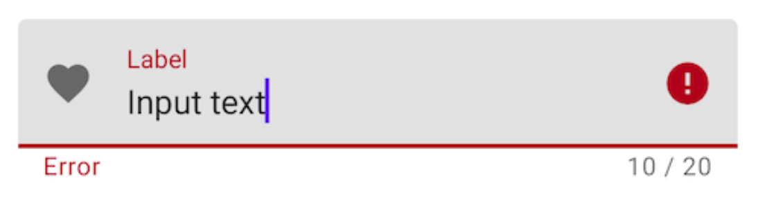A Material Design EditText showing error text and an error icon