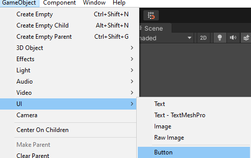 Unity button creation example