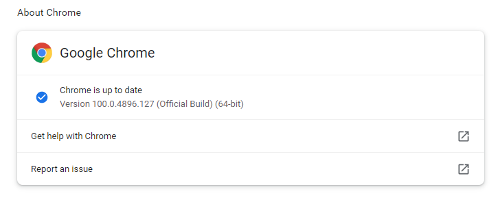 Chrome Version 100.0.4896.127