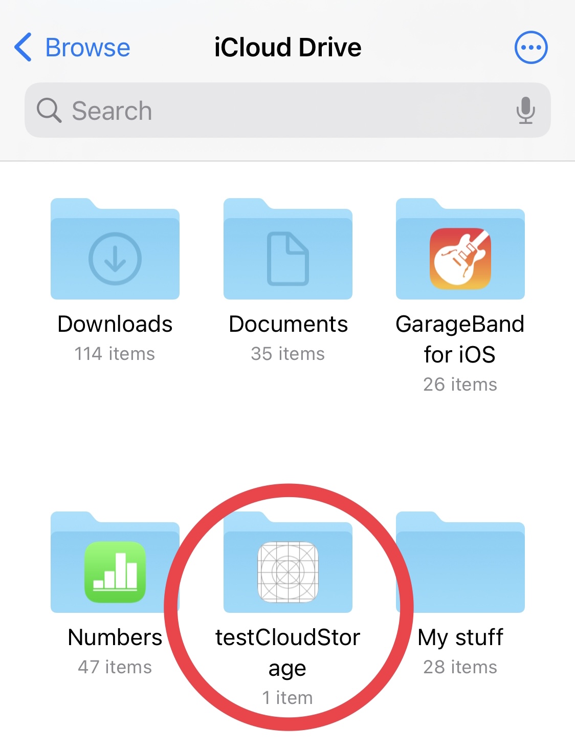 iCloud Documents Screen