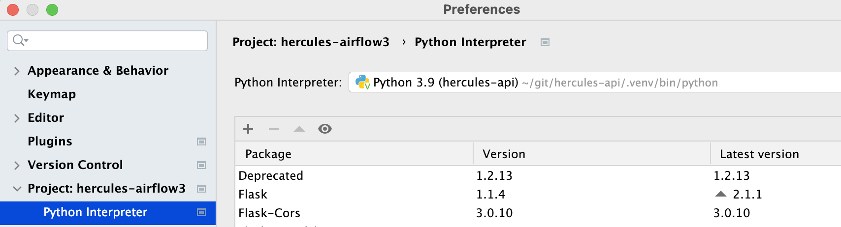 Python 3.9 interpreter