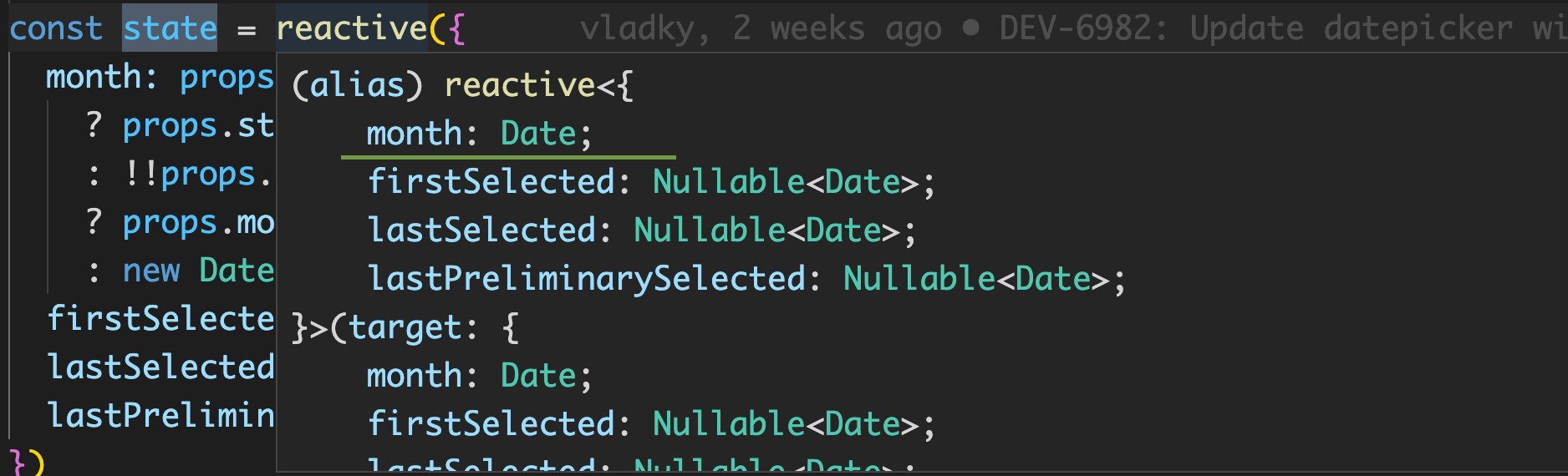 state in the component