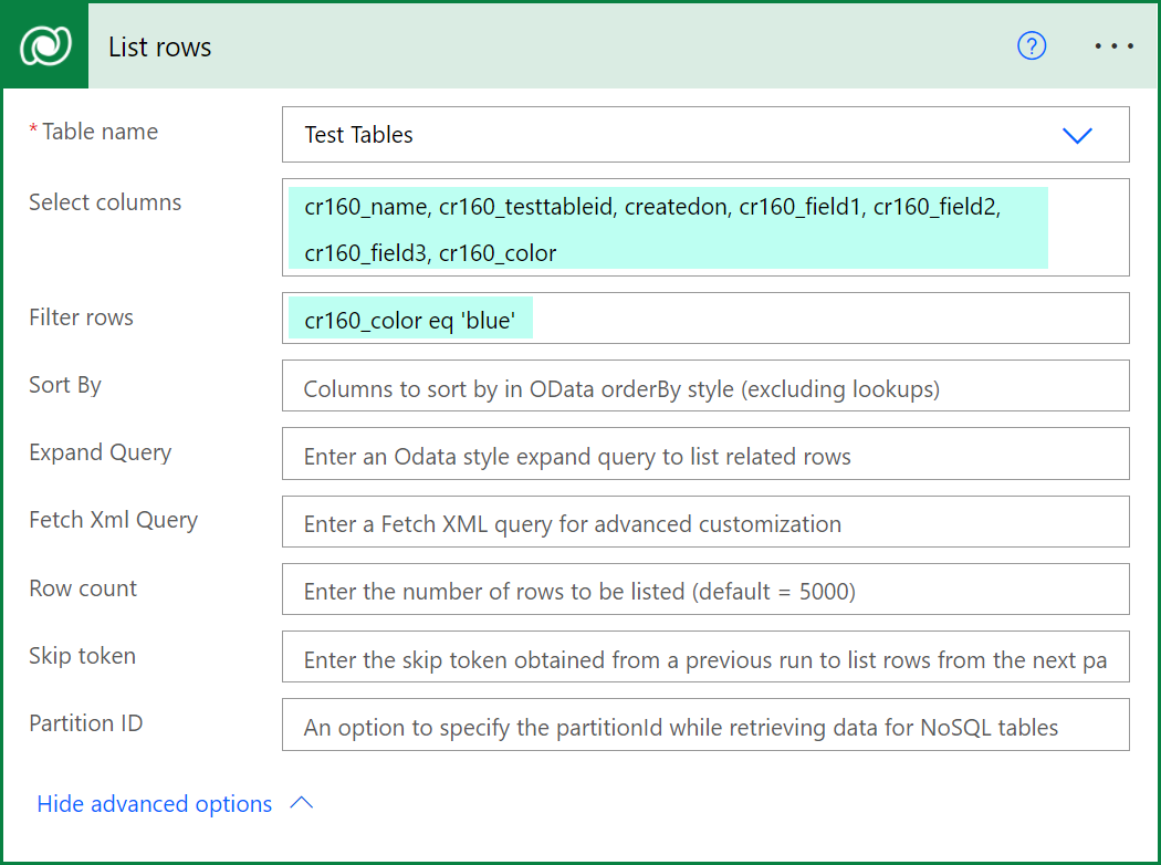 List rows