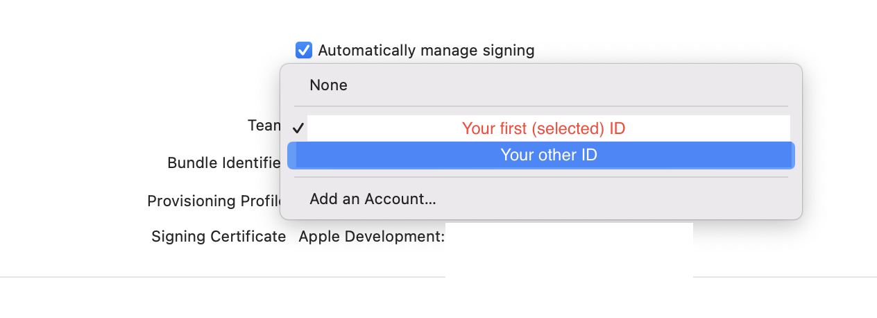 Xcode selection