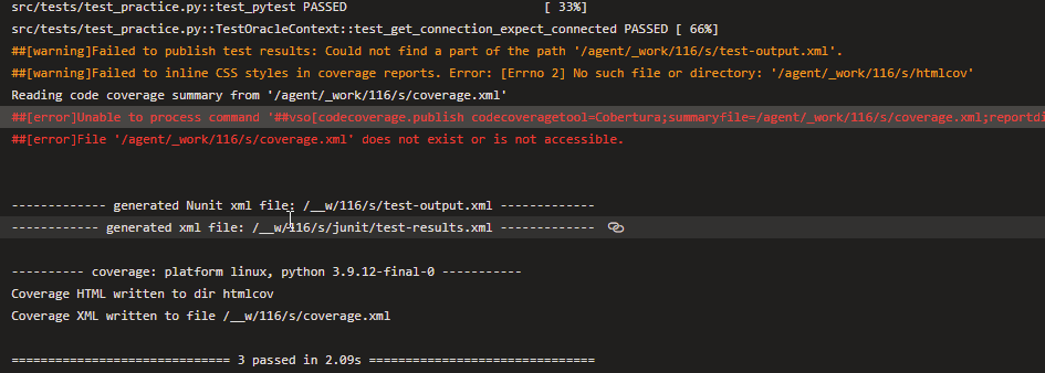 error output from pipeline