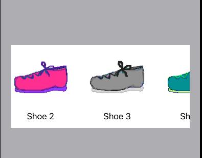 picture of the collection view running in the simulator scrolled horizontally