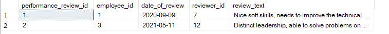 performance_reviews table