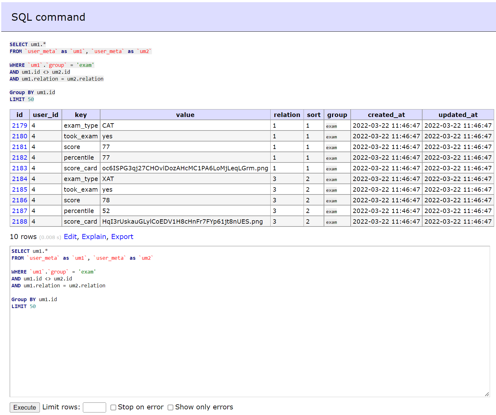 Sql Table