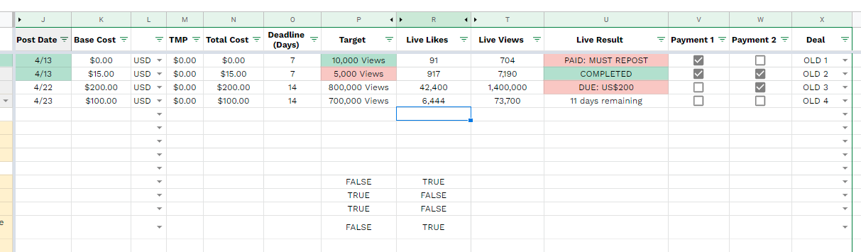 Target vs. Live Views