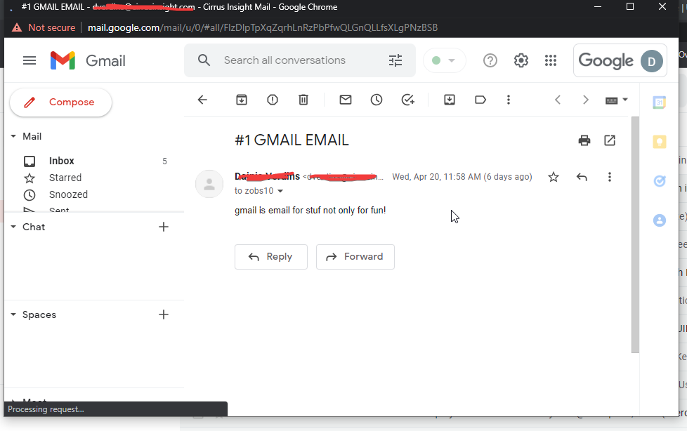 already existing email is opened by gmail