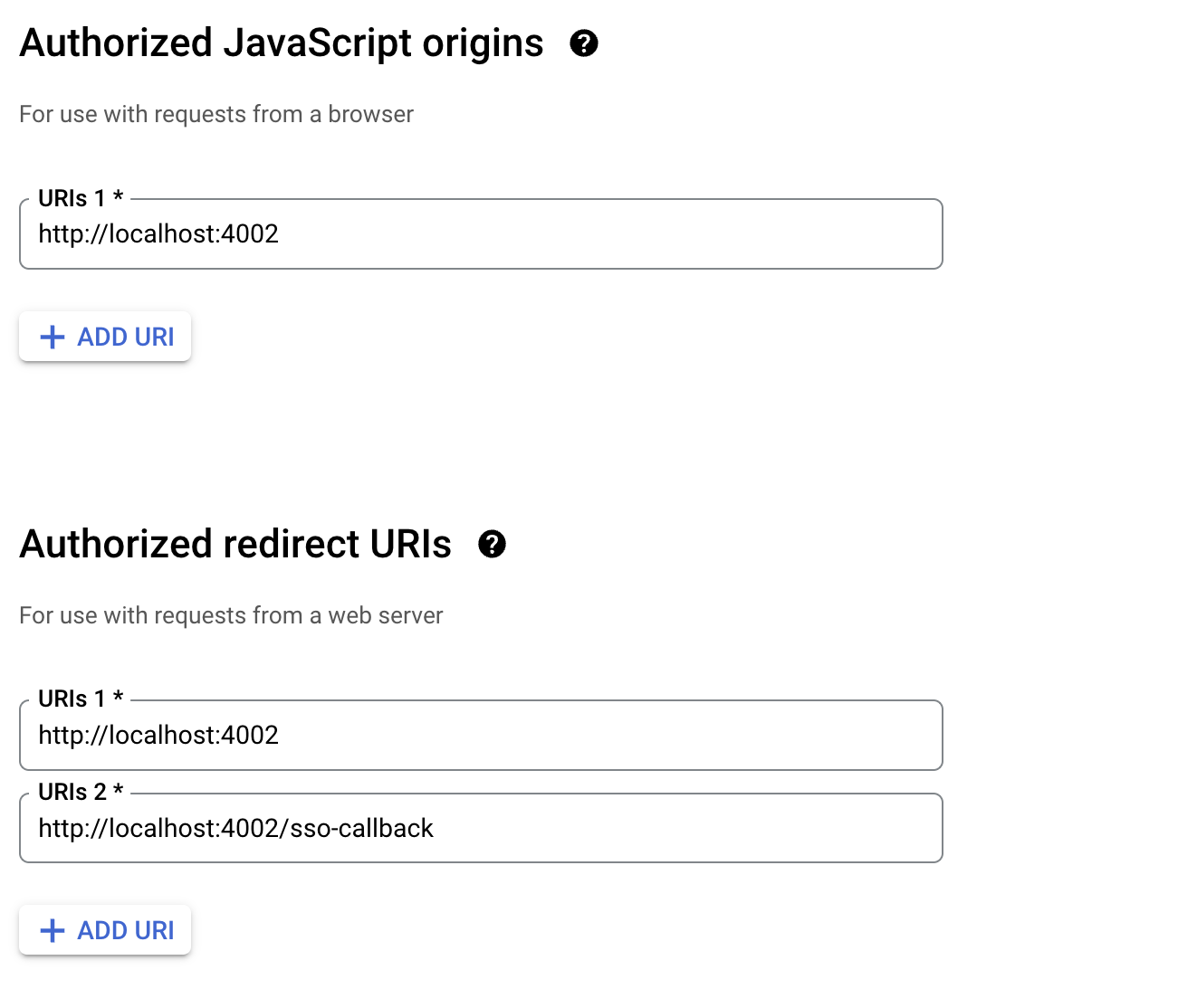 Google Console Settings