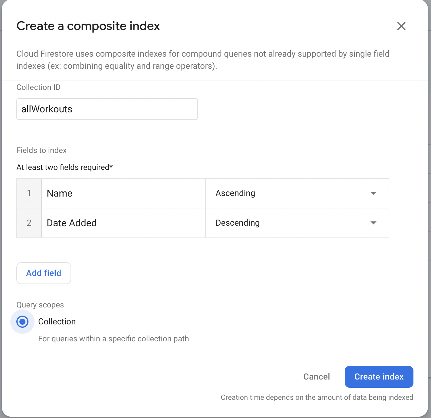 Create composite index