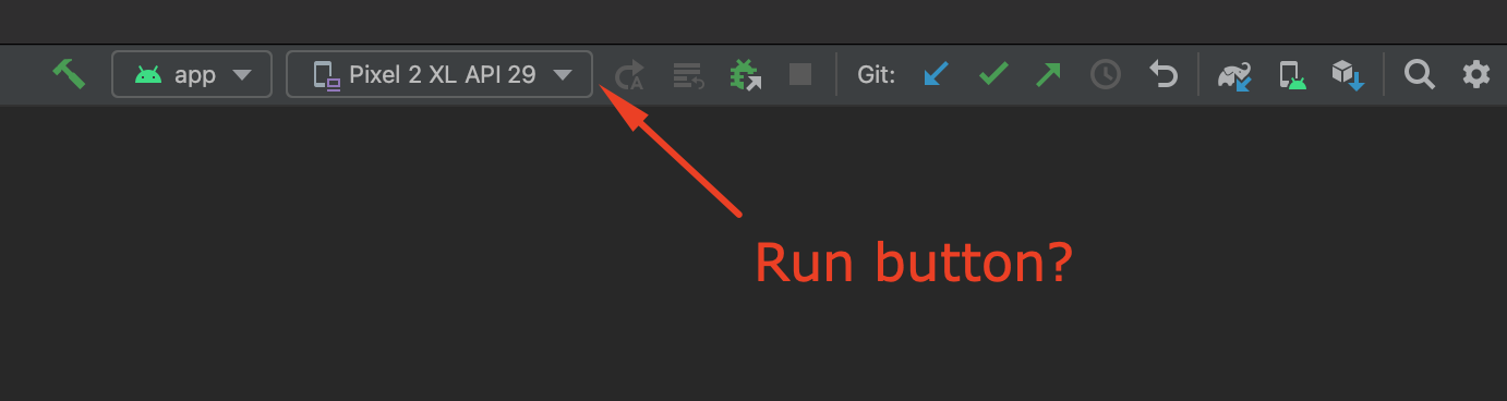  android studio button run not showing