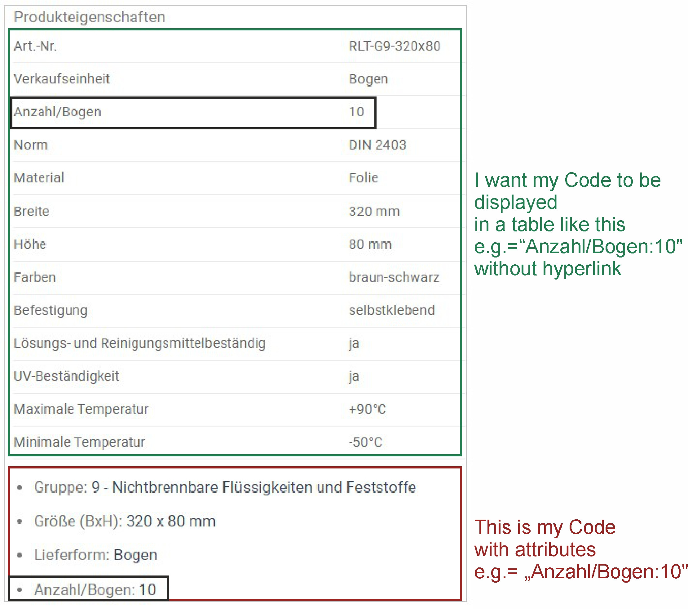 Screenshot of a table with a single column of data