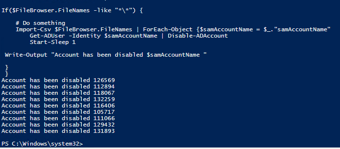 Powershell output