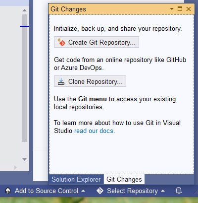 Screen shot of git in VS.