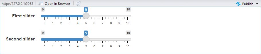 two sliders with labels on the left